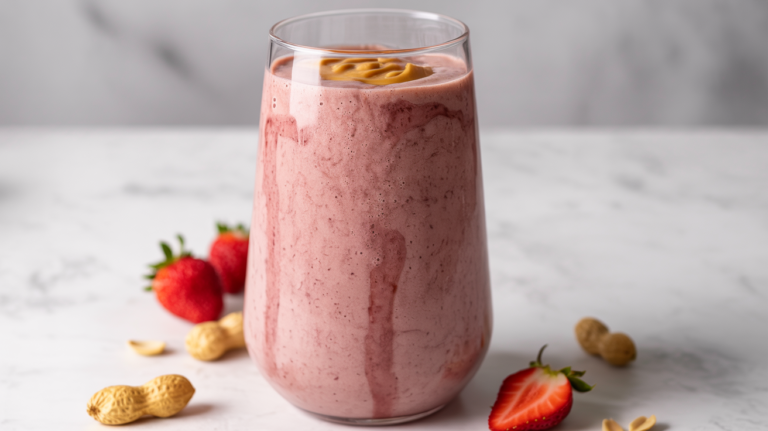 Peanut Butter Jelly Smoothie: Strawberry + PB + Oats