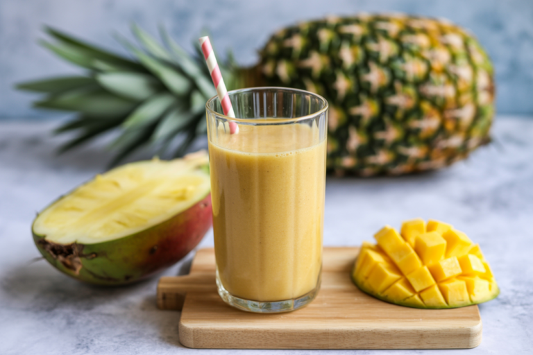 Banana-Free Tropical Smoothie: Mango + Pineapple + Coconut