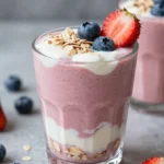 Strawberry Blueberry Smoothie With Yogurt and Oats