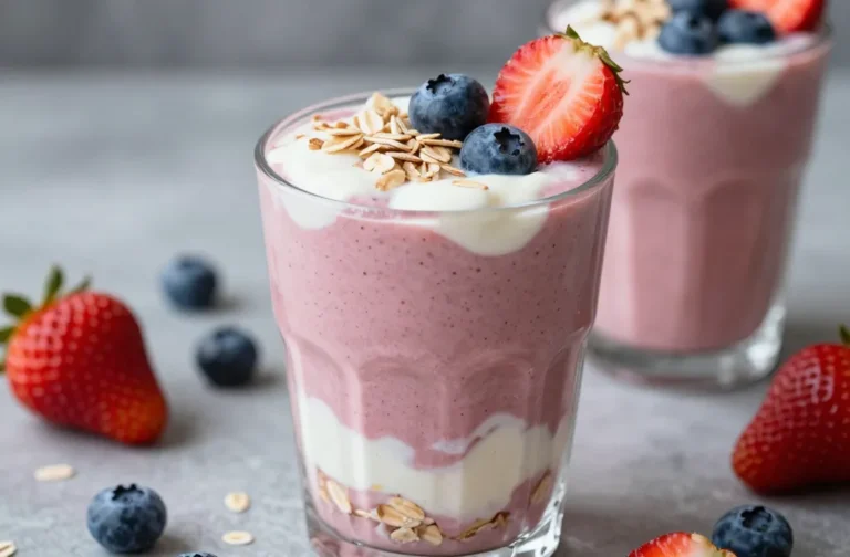 Strawberry Blueberry Smoothie With Yogurt and Oats