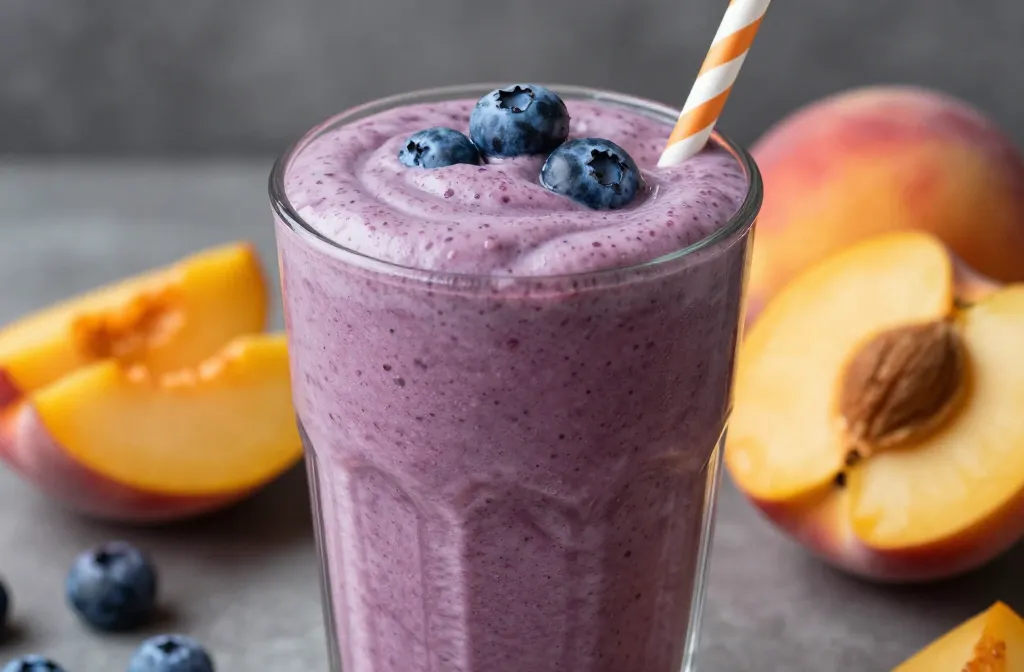 Blueberry Peach Smoothie With a Soft, Creamy Finish