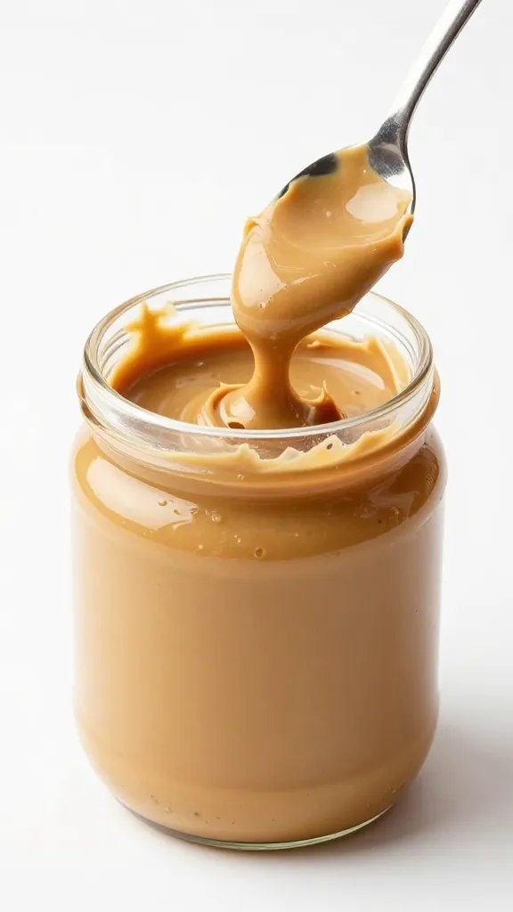 spoonful of creamy peanut butter, studio lighting