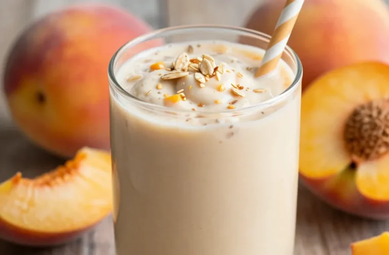 Creamy Peach Oat Smoothie That Actually Stays Thick and Filling