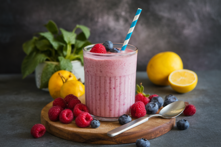 Soft Pink Berry Smoothie With Coconut Milk and a Creamy Finish