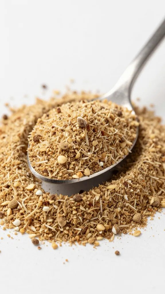 spoonful of ground cardamom over oats, macro shot