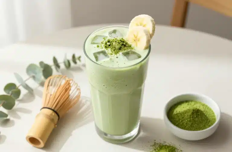 Viral Light Matcha Banana Smoothie for Spring Energy