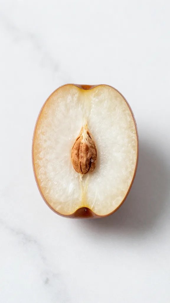 **Single fresh date sliced open on marble countertop**