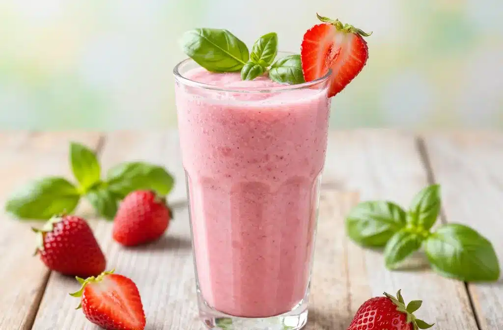 Dreamy Strawberry Basil Smoothie That Tastes Like Spring in a Glass