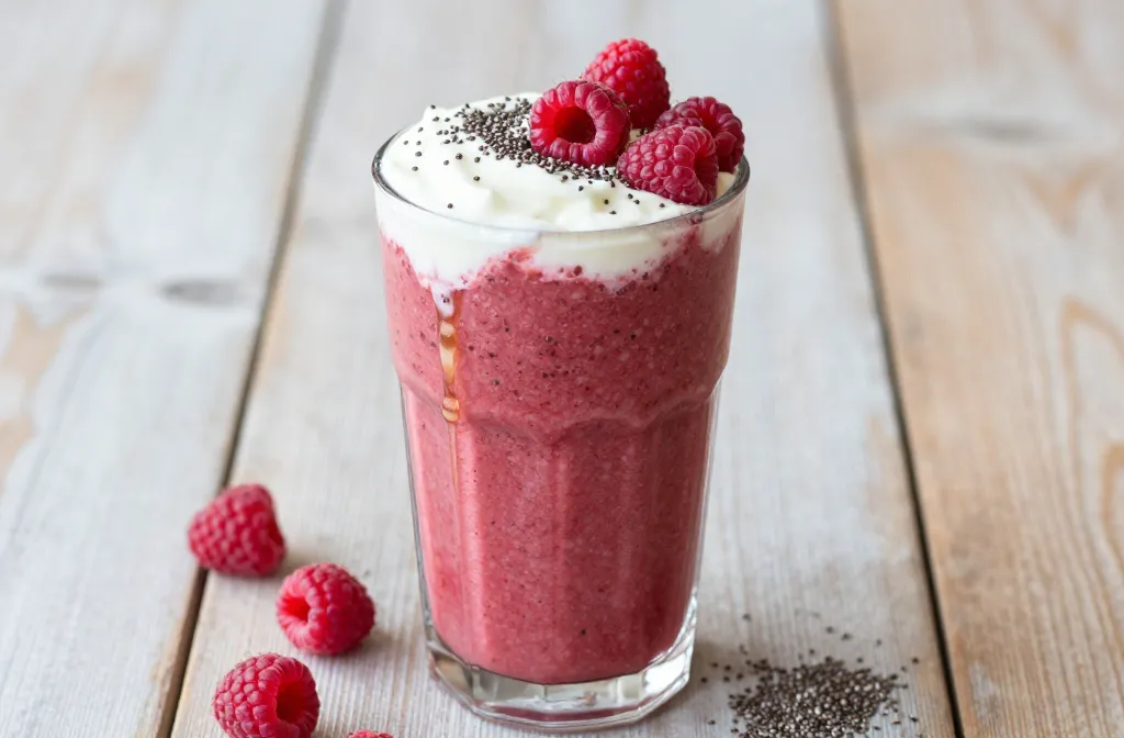 Thickest Raspberry Smoothie Recipe with Yogurt + Chia (Bright, Tangy, Thick)
