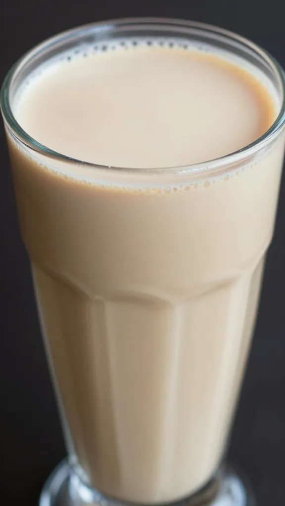 **Closeup of creamy coffee smoothie in glass**