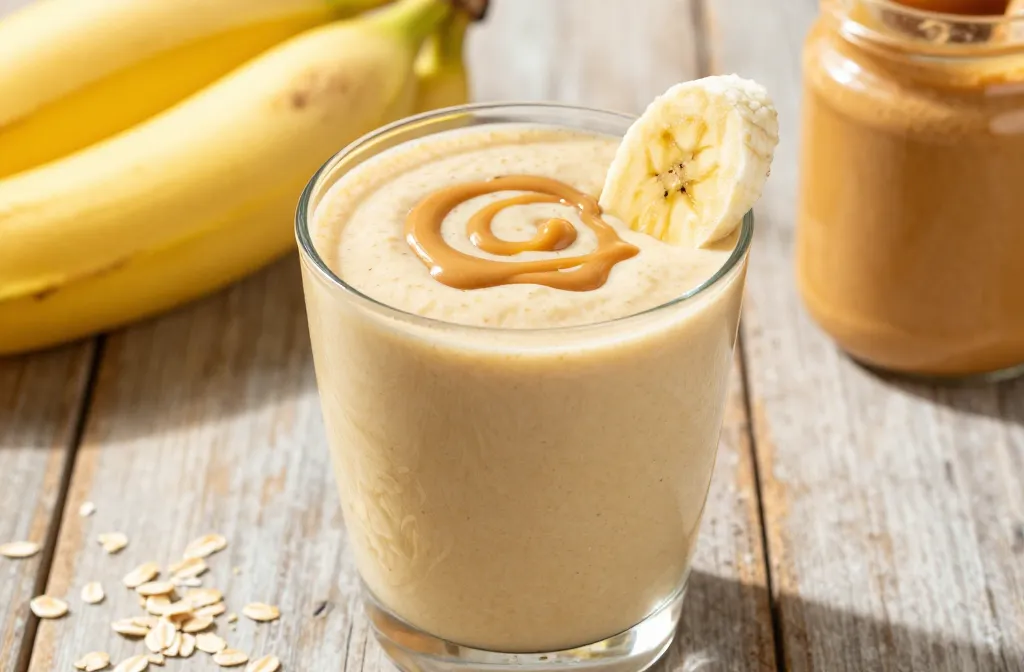 The Best Banana Smoothie with Peanut Butter + Oats (Filling, Gym-Friendly)
