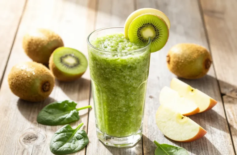 Zingy Kiwi Smoothie Recipe with Apple + Spinach (Bright, Tangy, Fresh)