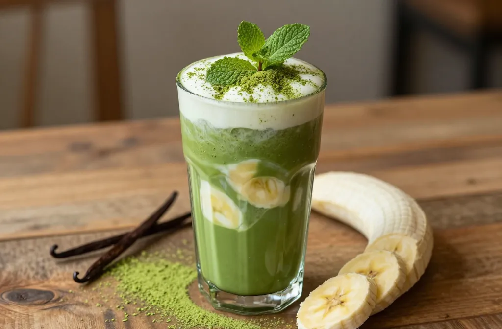 Energizing Matcha Smoothie Recipe with Vanilla + Banana (Café-Style)