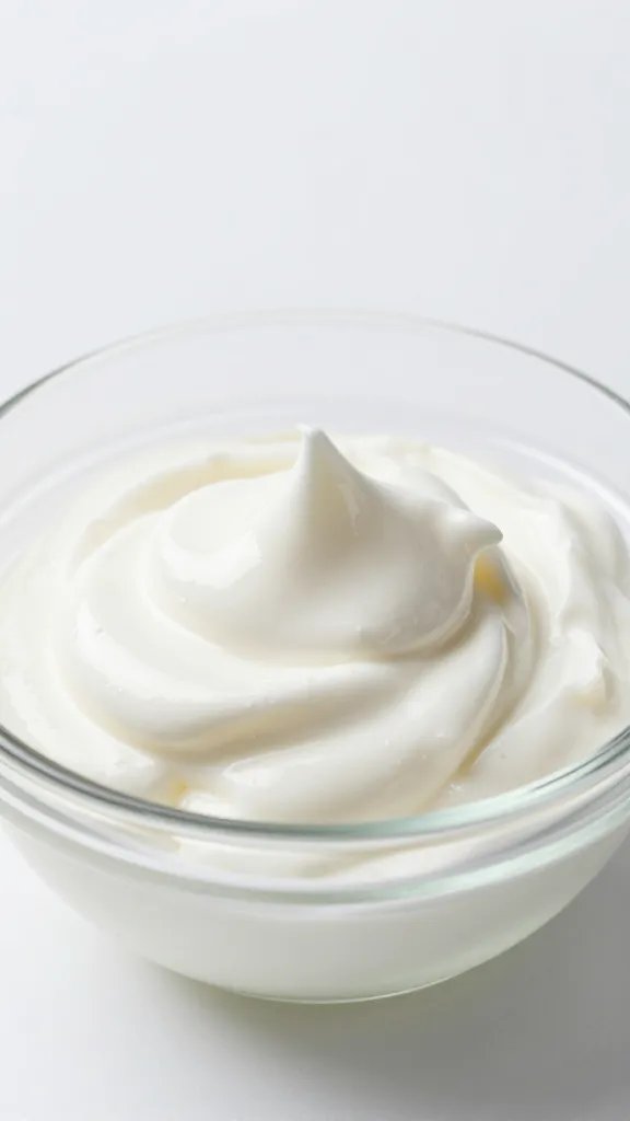 **Greek yogurt swirl in clear glass bowl**