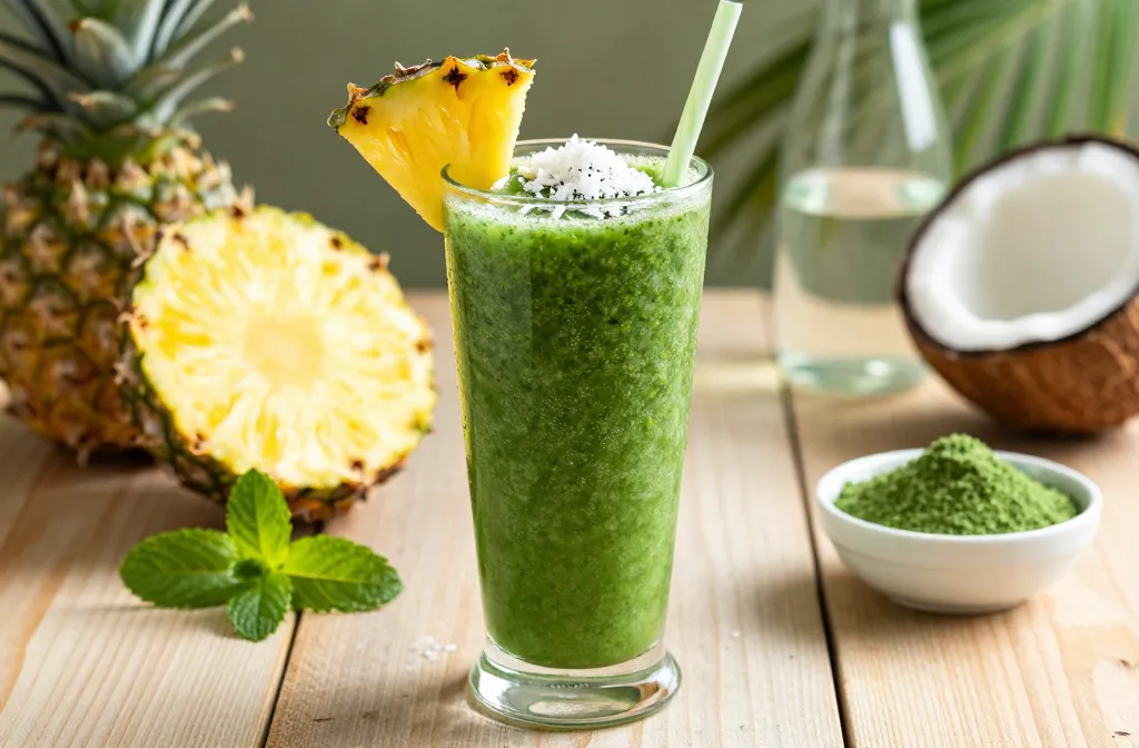 Energize with Spirulina Smoothie with Pineapple + Coconut Water (Tropical, Energizing)