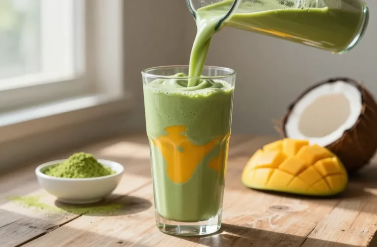 Dreamy Matcha Smoothie Recipe with Mango + Coconut Milk (Café Vibe, Creamy, Green)