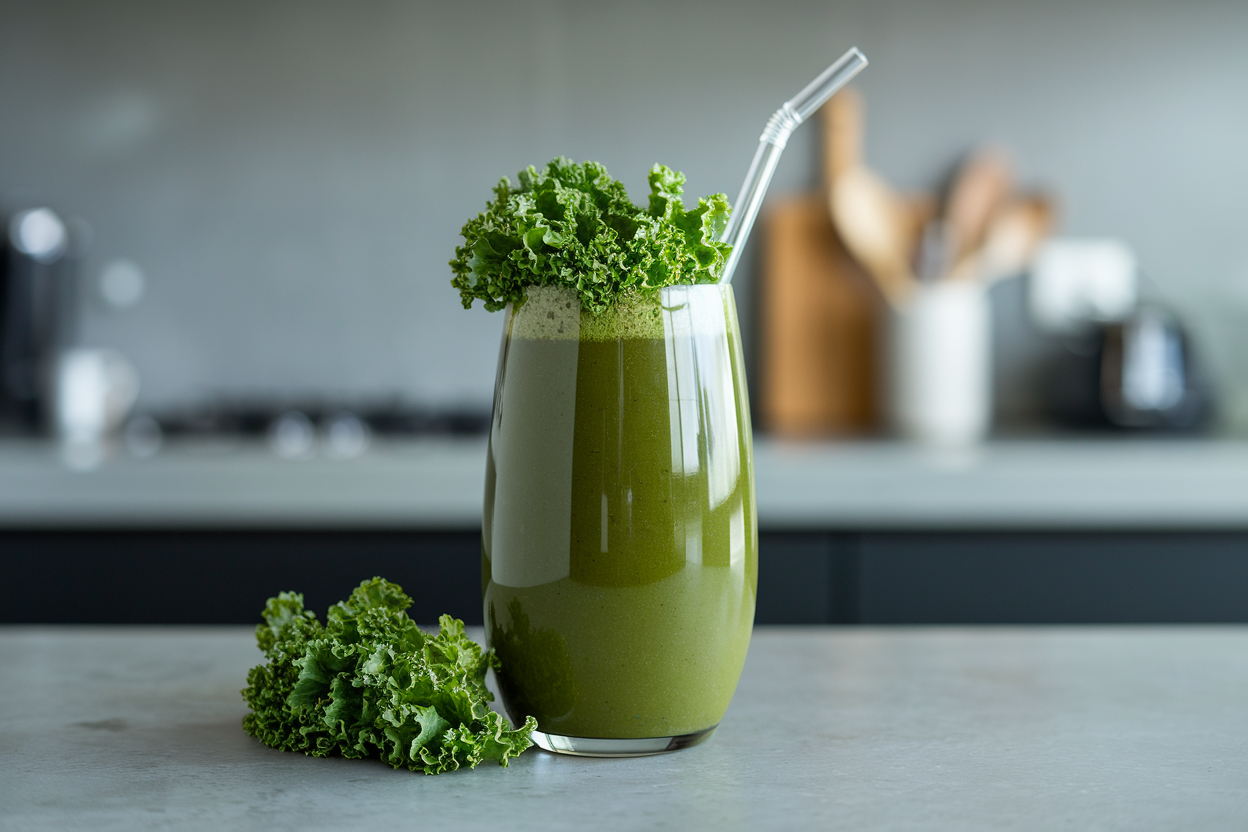 Kale Smoothie That’s Smooth, Not Bitter - kale smoothie glass