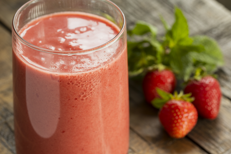 Simple Smoothie With Only 3 Ingredients - strawberry smoothie glass