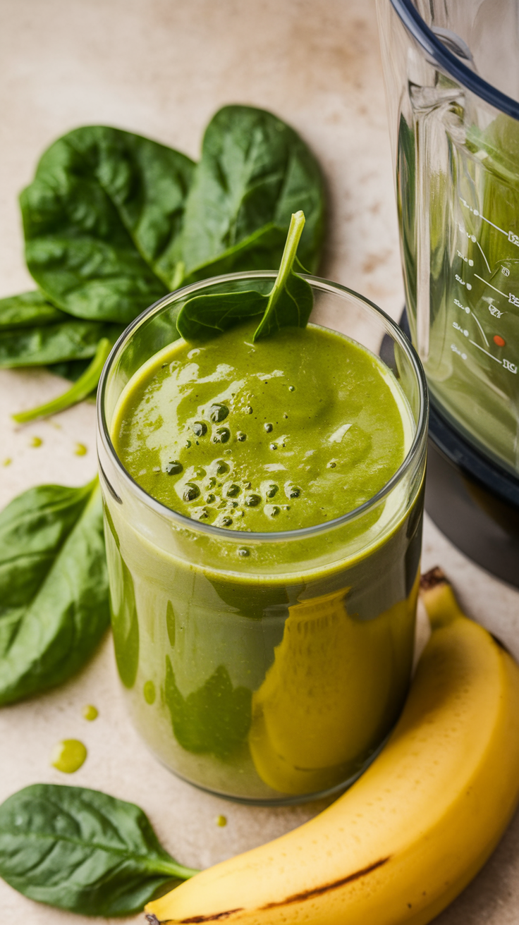Green Spinach Banana Smoothie That Actually Tastes Good - spinach banana smoothie