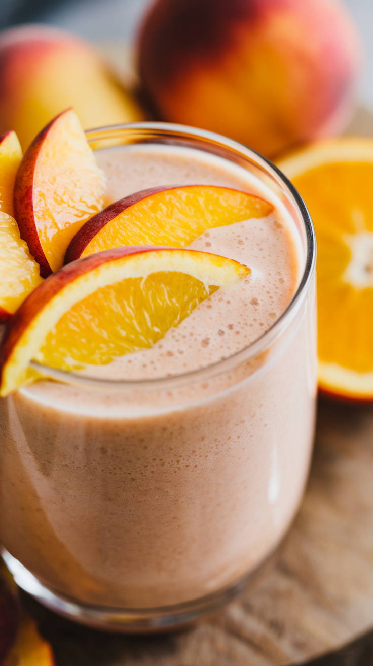Peach Smoothie That Tastes Like Summer - blended peach smoothie