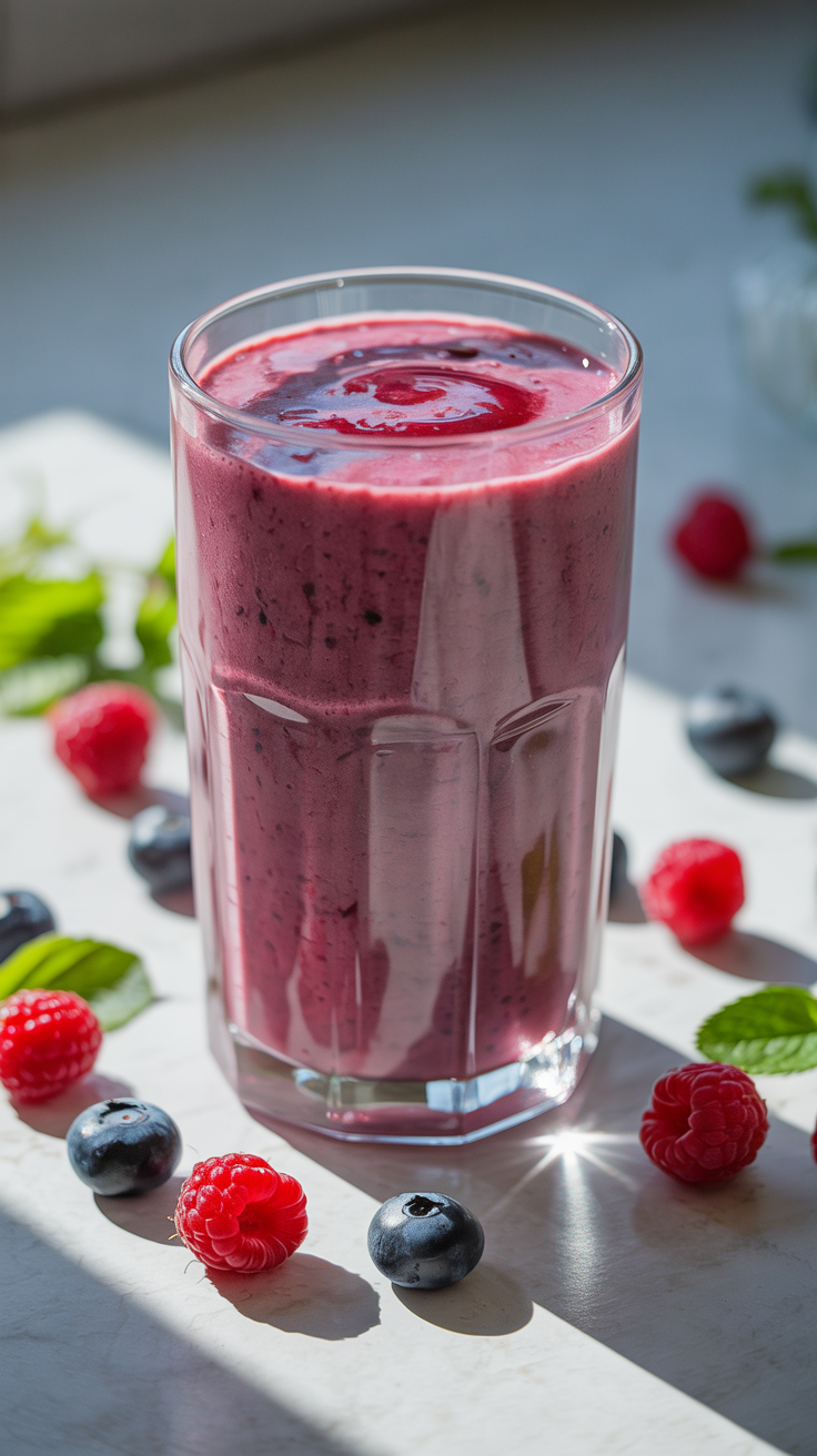 Best Smoothie for a Fresh Start to Your Day - berry banana smoothie glass