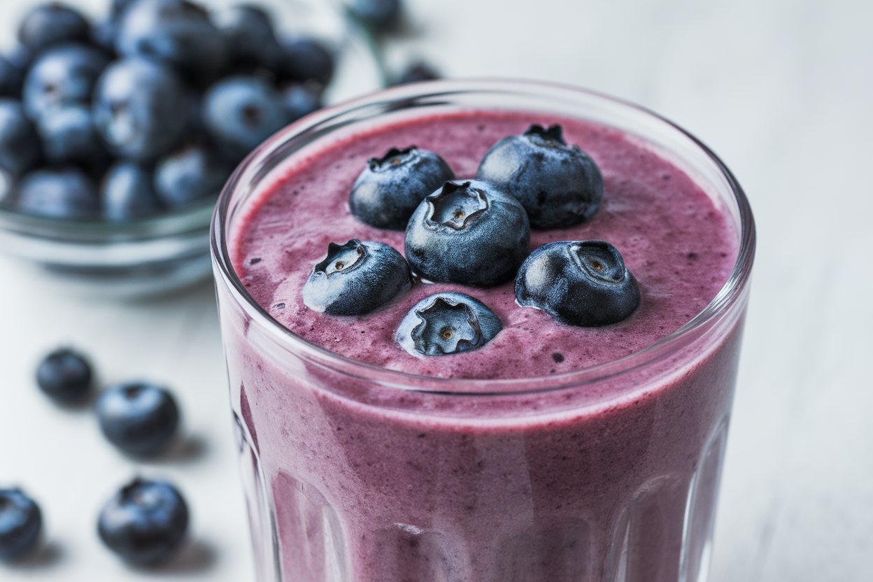 Blueberry Smoothie That’s Thick and Filling - blueberry smoothie glass