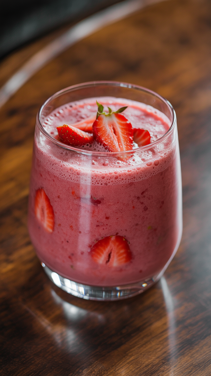 Simple Smoothie With Only 3 Ingredients - strawberry smoothie glass