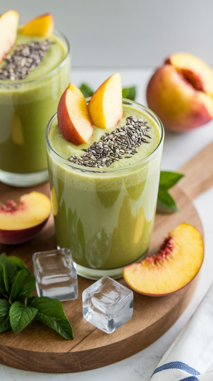 8 Green Smoothies That Don’t Taste Like Salad - Creamy Peach Cobbler Sneak Attack