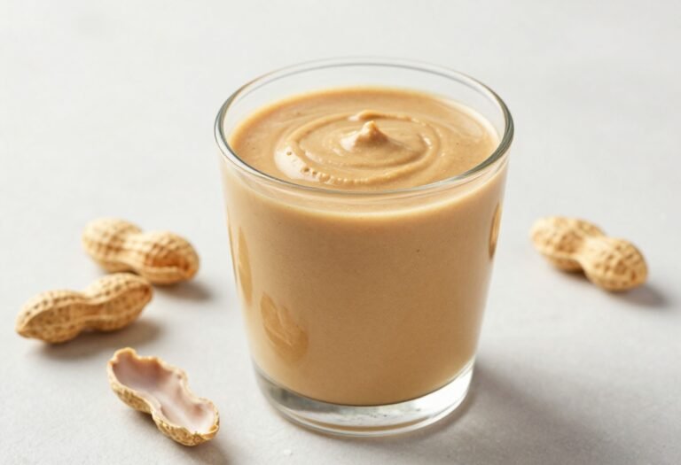 High-protein Workout Smoothie With Peanut Butter - peanut butter smoothie glass