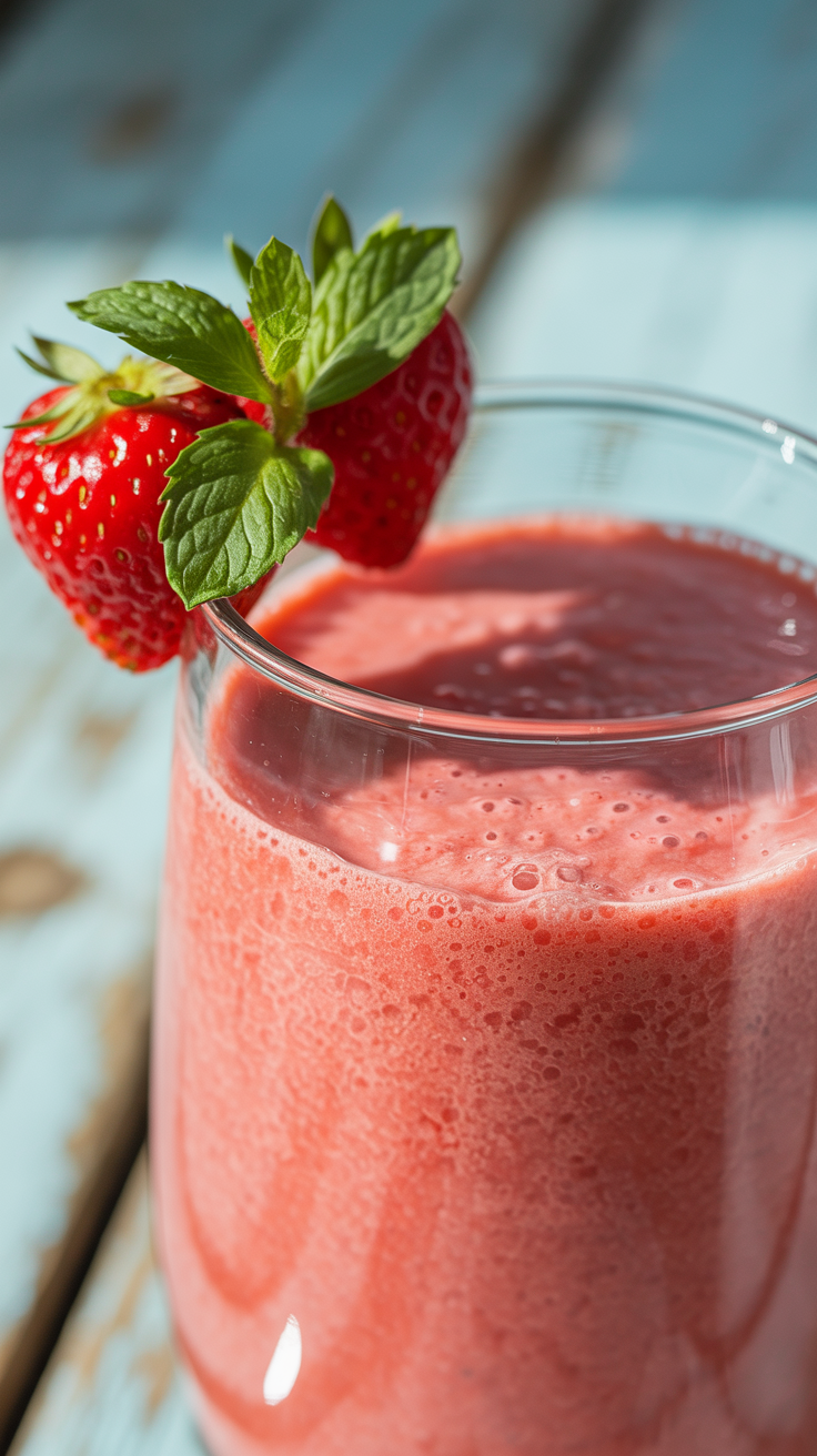 Simple Smoothie With Only 3 Ingredients - strawberry smoothie glass