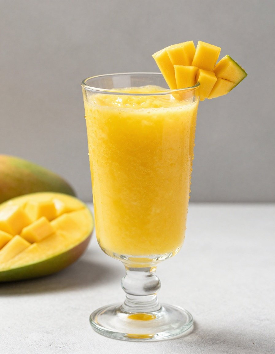 Mango Smoothie That’s Smooth, Sweet, and Simple - mango smoothie pouring
