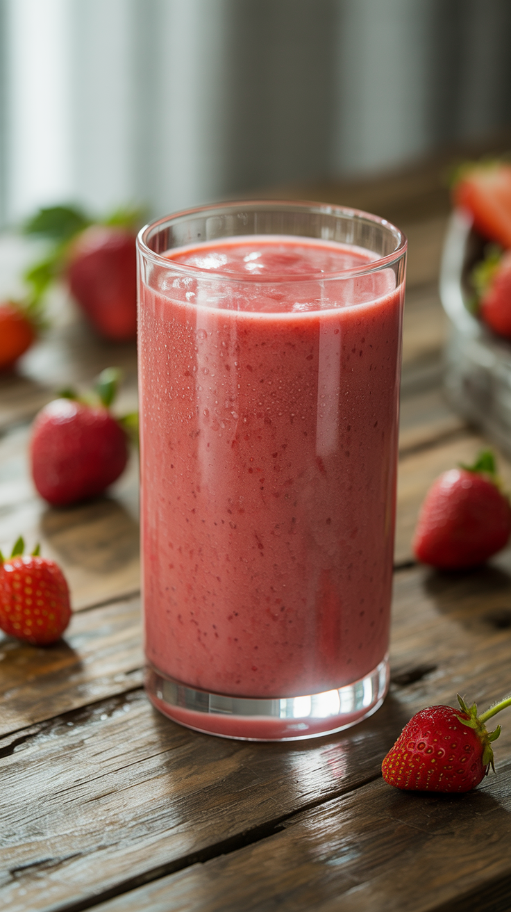 Simple Smoothie With Only 3 Ingredients - strawberry smoothie glass