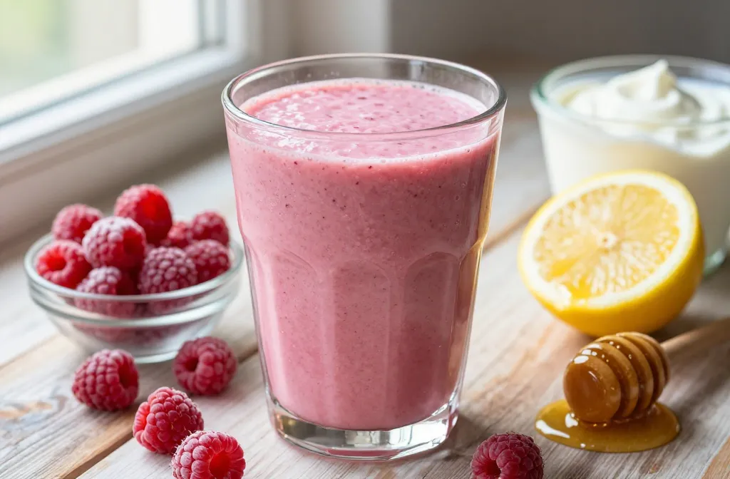 Best Raspberry Smoothie Recipe with Lemon + Honey (Tart-Sweet, Glossy)
