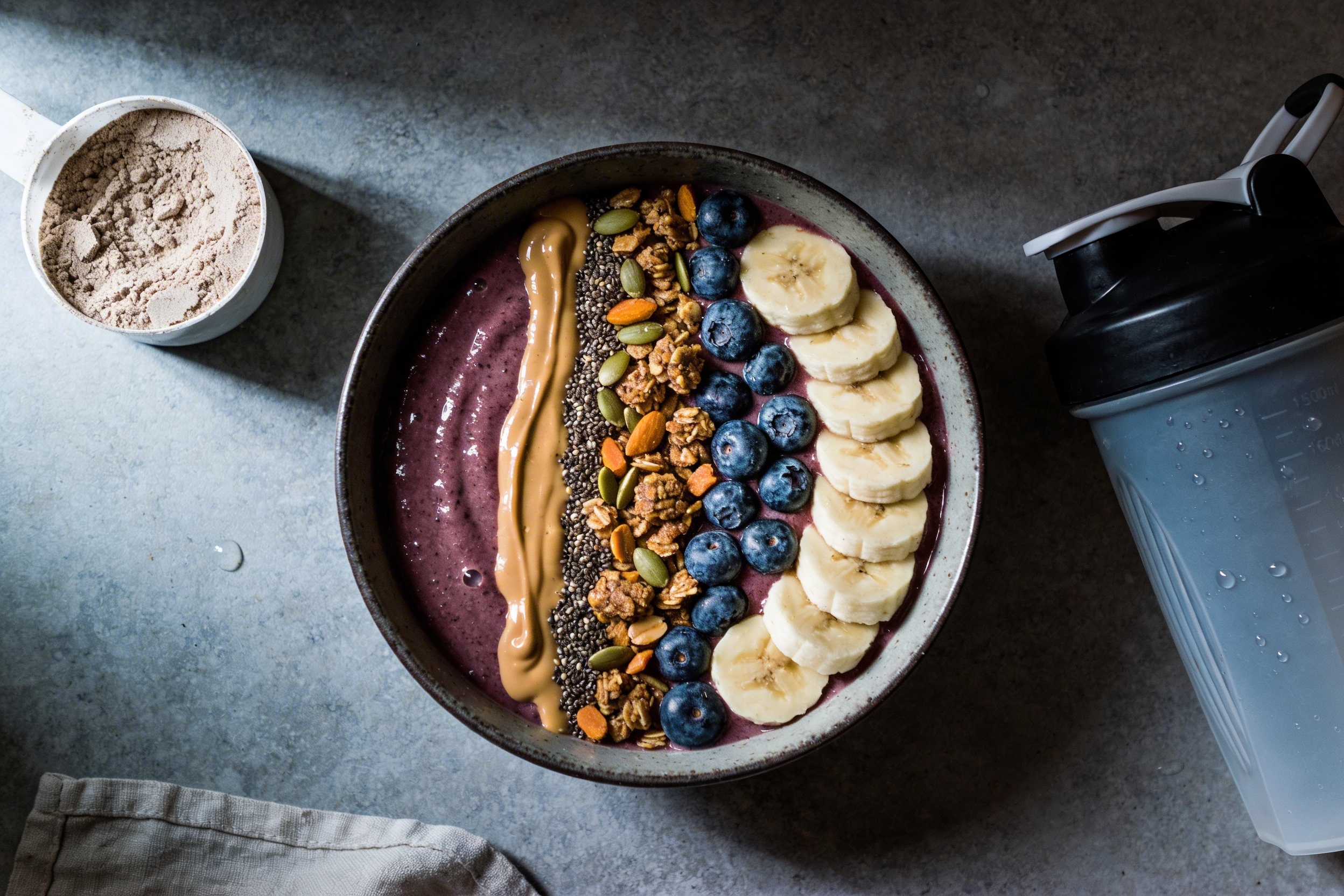 Power Up: Protein Smoothie Bowl with High-Protein Toppings (Gym-Morning Vibes)