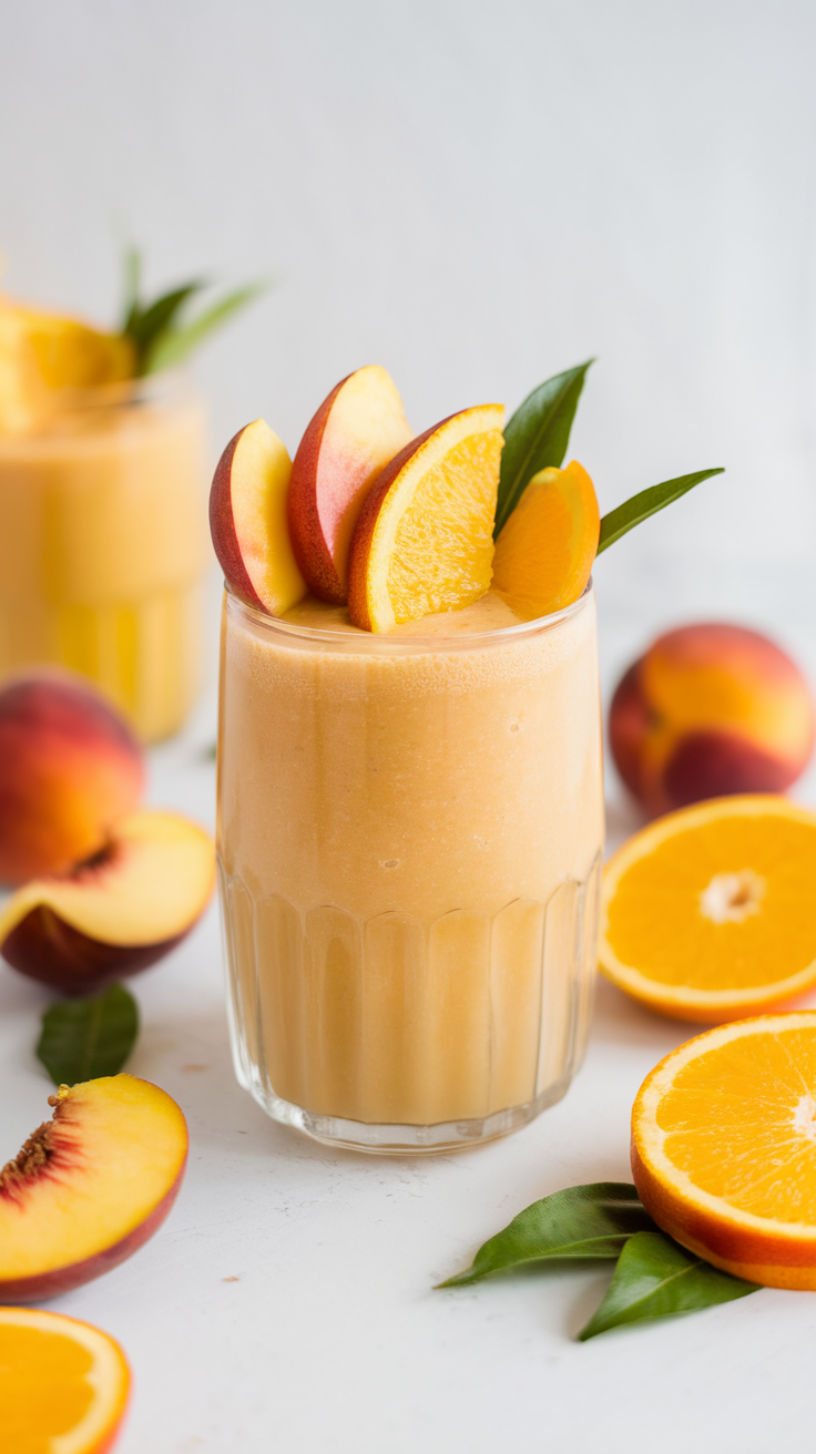5 Summer Vibe Smoothies — Getting Ready for the Sun - Peach Sunset Sipper