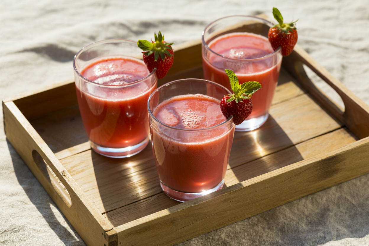 5 Summer Vibe Smoothies — Getting Ready for the Sun - smoothie glasses summer tray