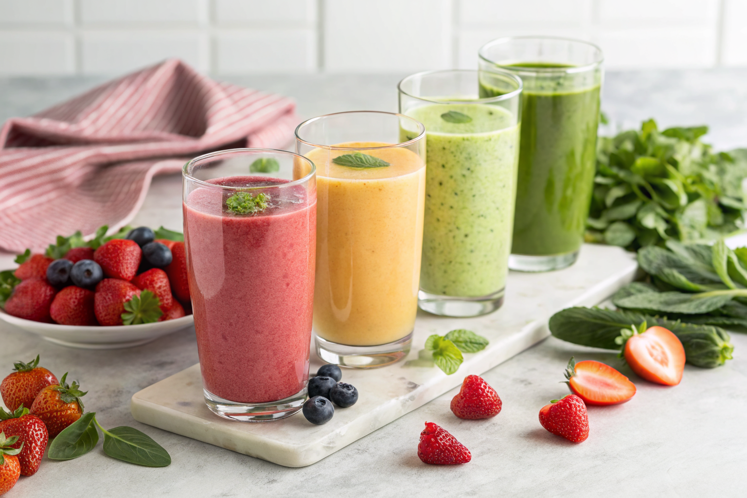 7 Diet Smoothies - Loss Weight With The Smoothie Recipes - smoothie glasses lineup