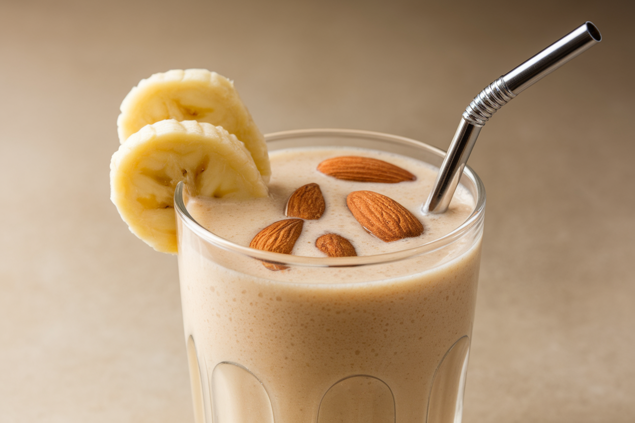 Almond Smoothie That Feels Light but Still Satisfying - almond smoothie glass