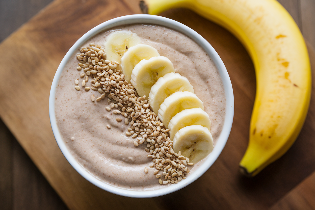 Banana Tahini Date Smoothie That Tastes Like a Healthy Milkshake - banana tahini date smoothie