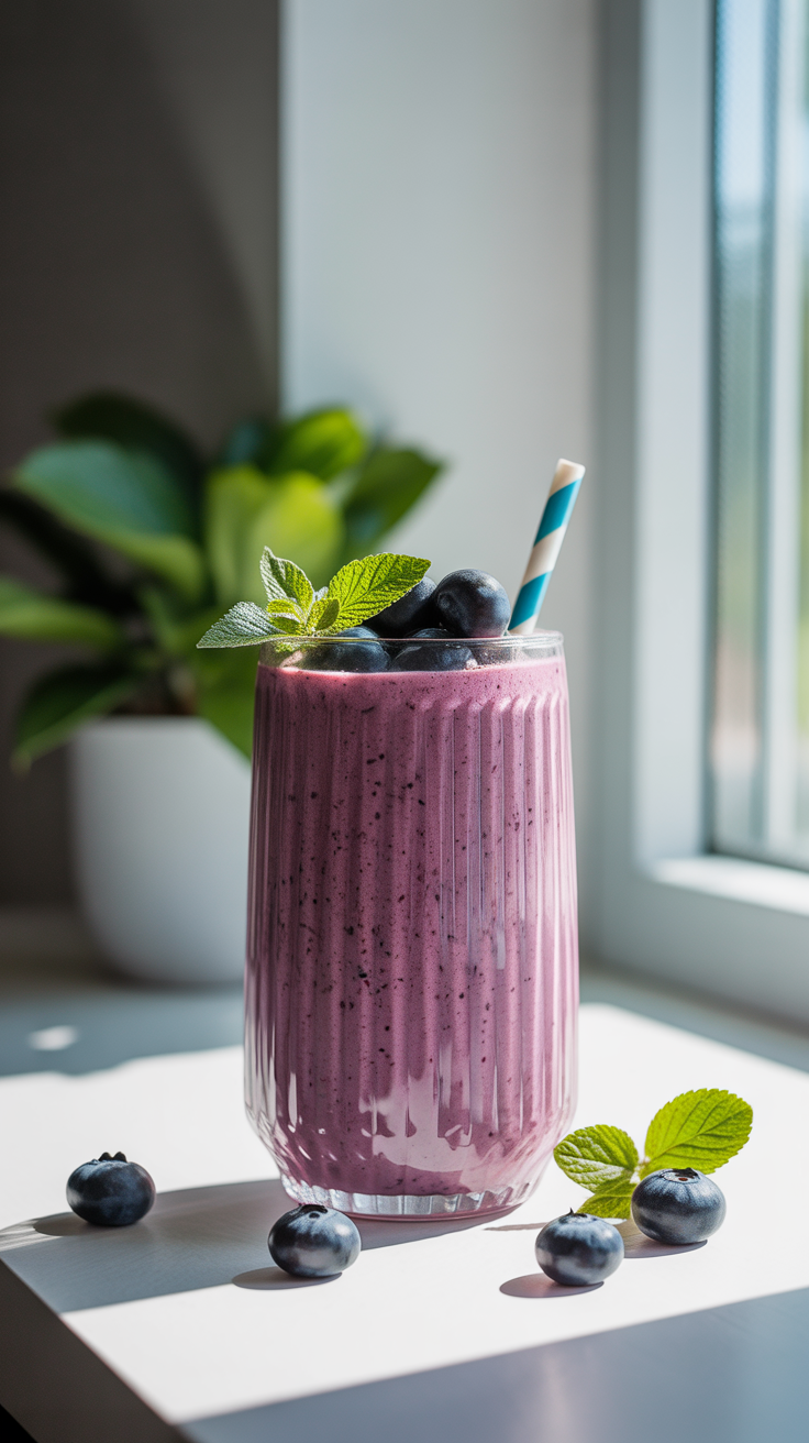 Blueberry Smoothie for Weight Loss That’s Light but Filling - blueberry smoothie blender