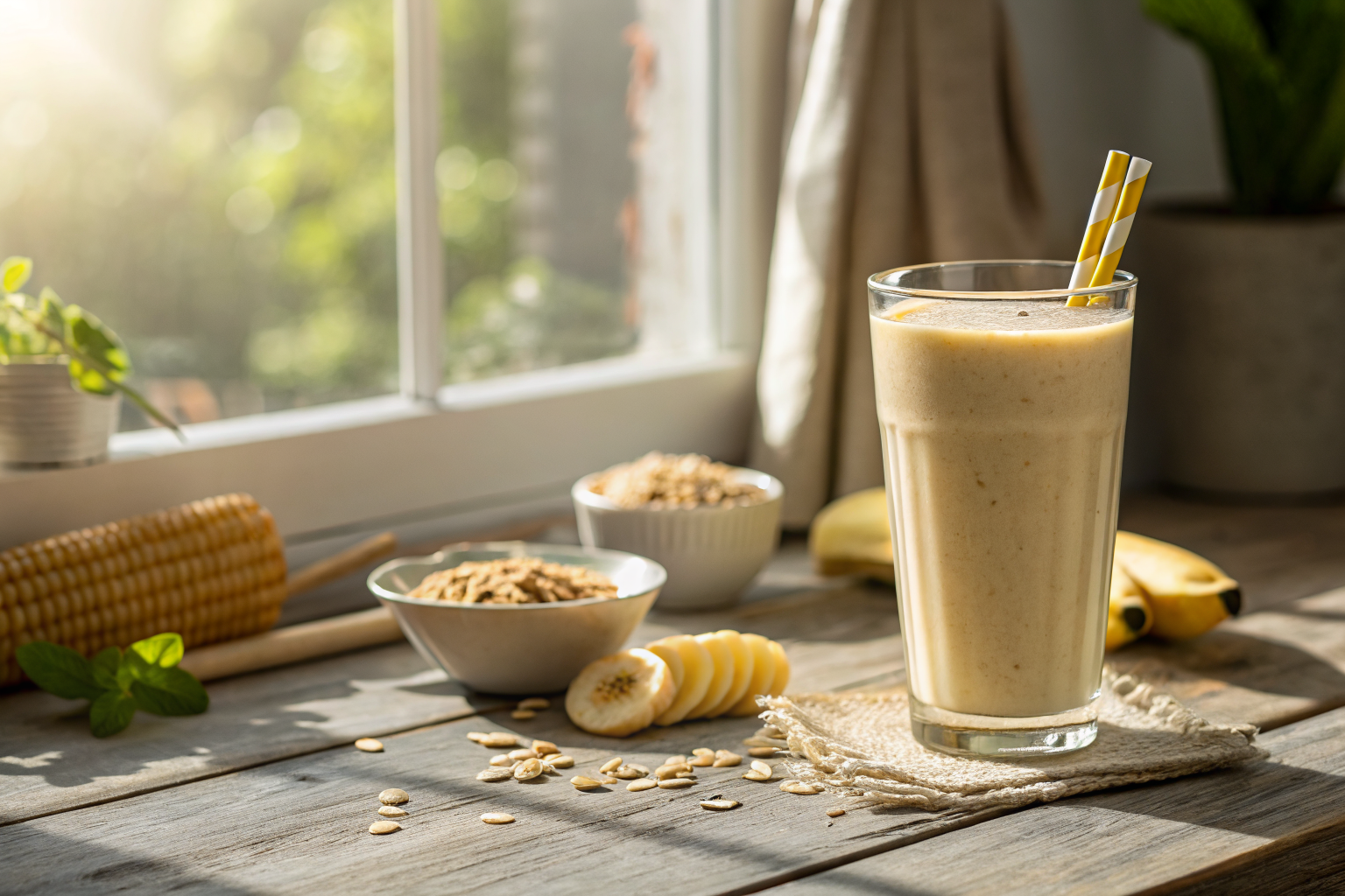 Breakfast Smoothie with Banana and Oats That Keeps You Full for Hours - banana oat smoothie