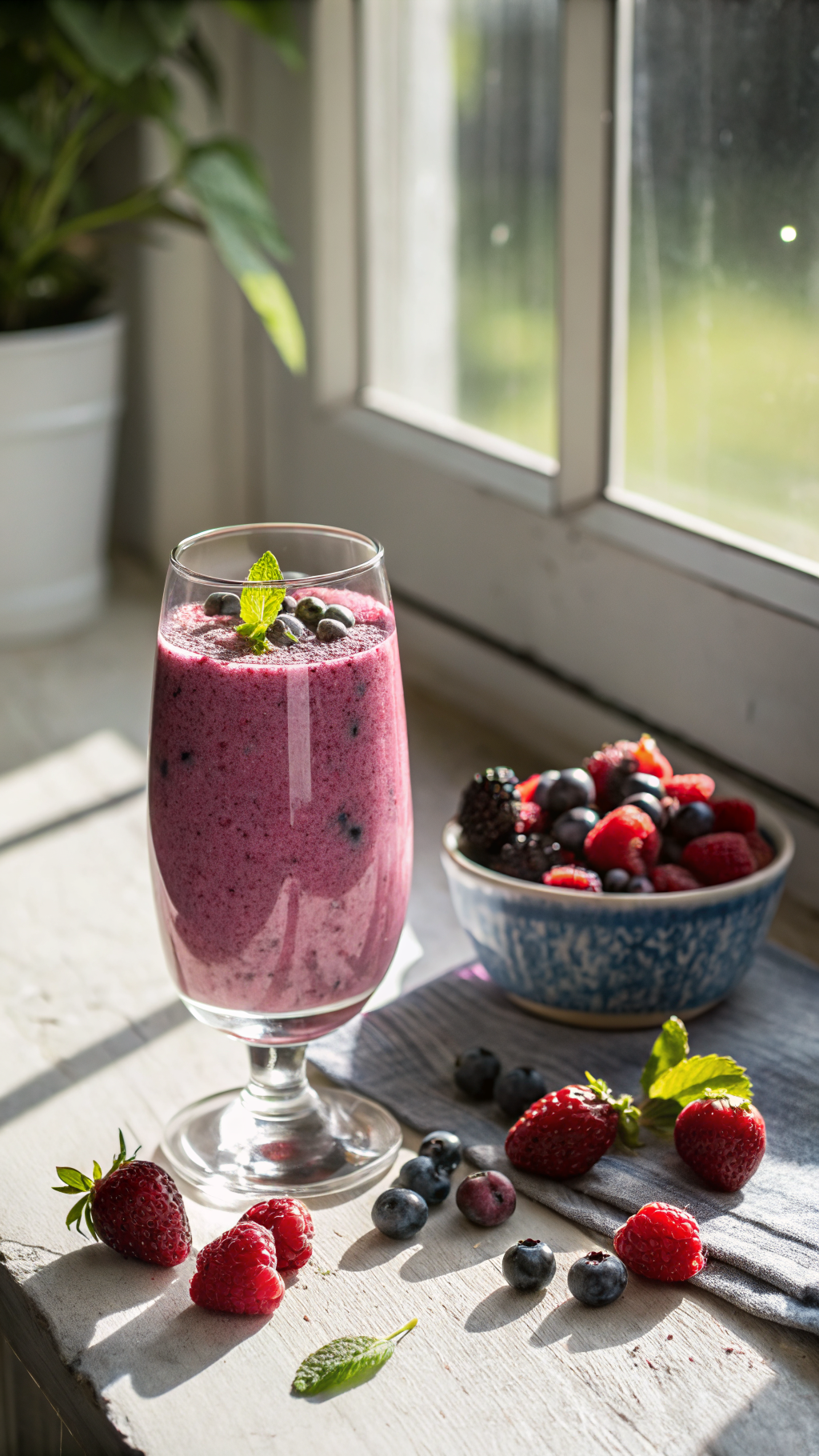 Breakfast Smoothie with Greek Yogurt and Berries That Feels Extra Creamy - berry smoothie blender