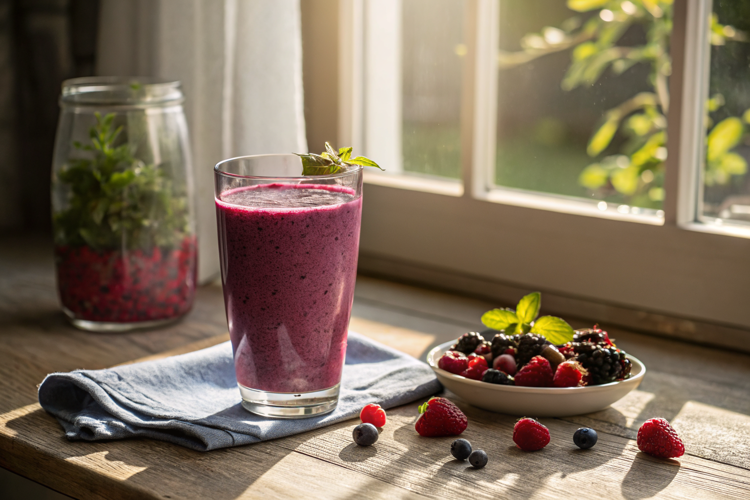Breakfast Smoothie with Greek Yogurt and Berries That Feels Extra Creamy - berry smoothie glass