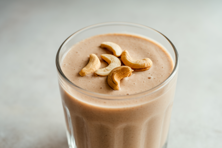 Cashew Smoothie That Turns Out Extra Creamy Every Time - cashew smoothie in glass
