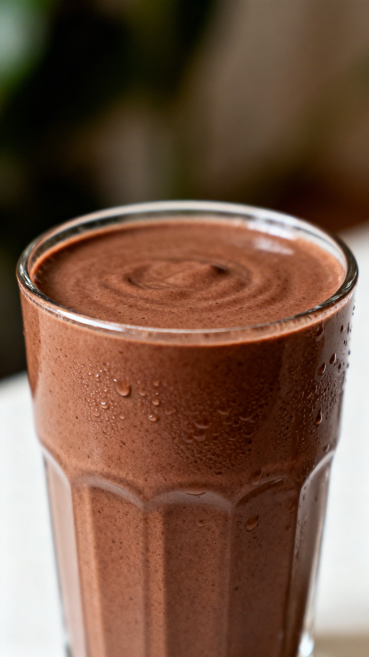 Chocolate Protein Smoothie That Feels More Like Dessert Than a Shake - chocolate protein smoothie glass