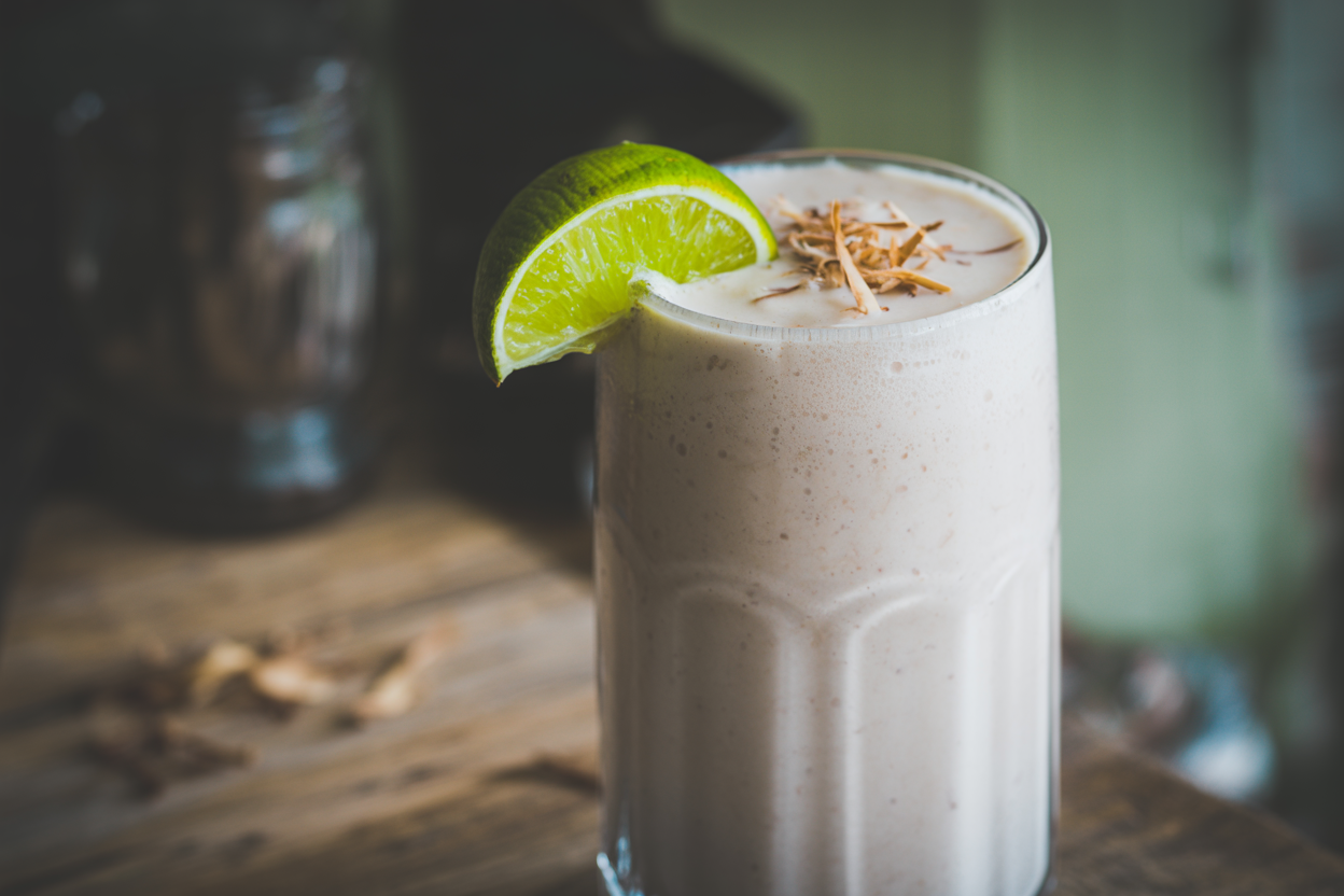 Coconut Smoothie That’s Light and Creamy - coconut smoothie glass