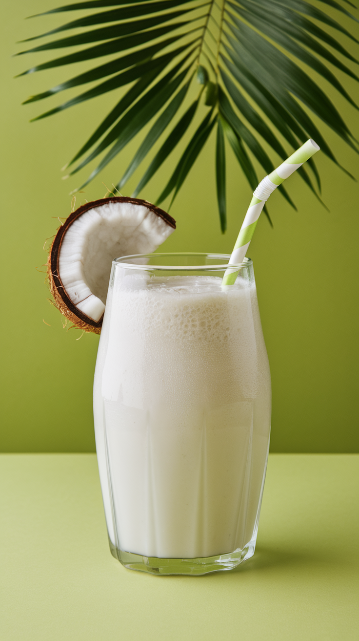 Coconut Smoothie That’s Light and Creamy - coconut smoothie glass