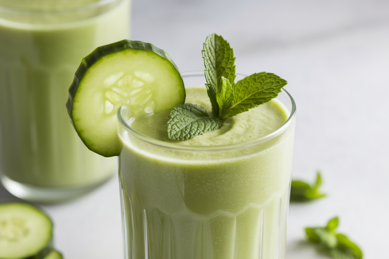 Cucumber Melon Smoothie for a Cool Poolside Breakfast - cucumber melon smoothie glass