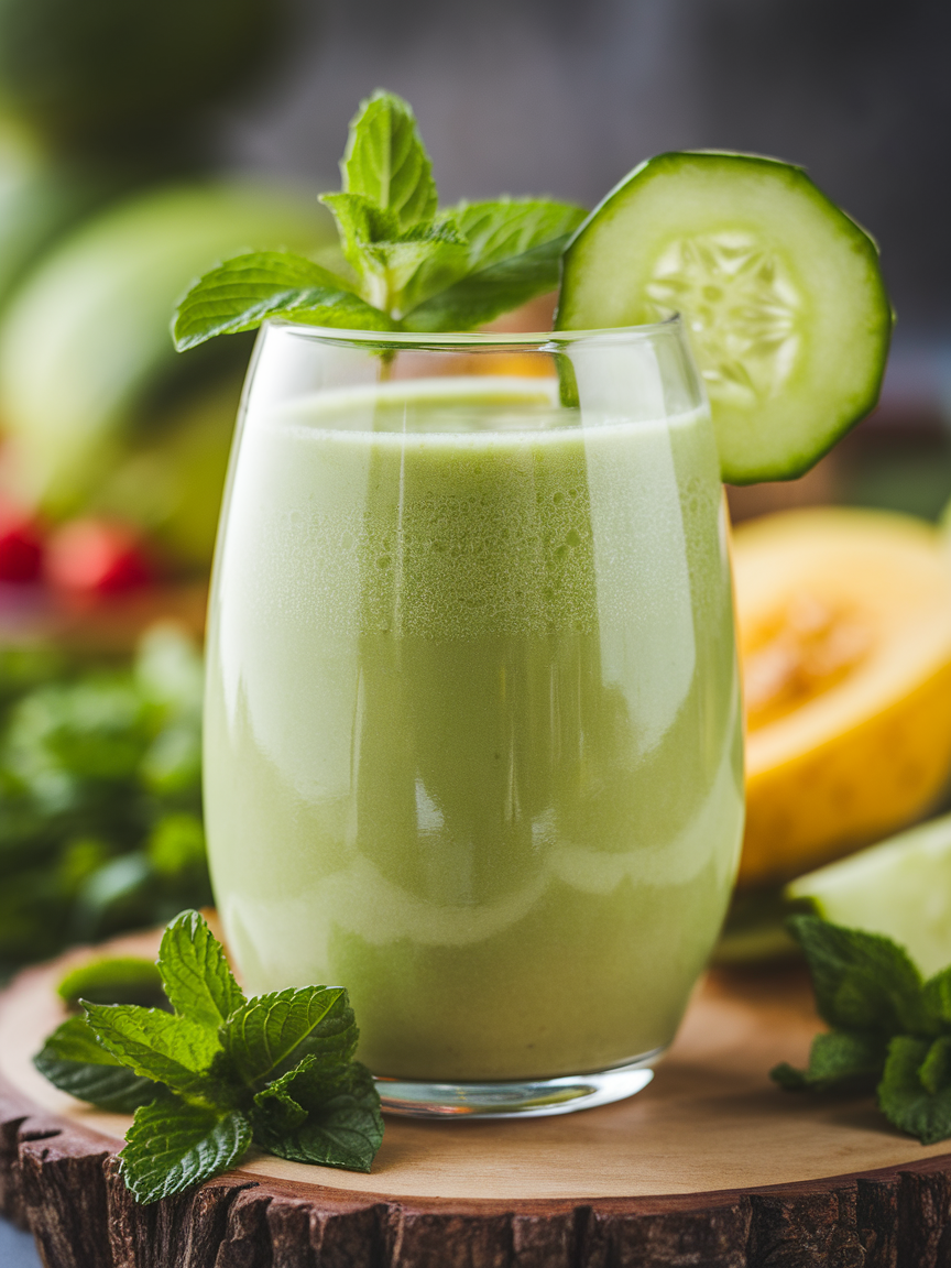 Cucumber Melon Smoothie for a Cool Poolside Breakfast - cucumber melon smoothie ingredients
