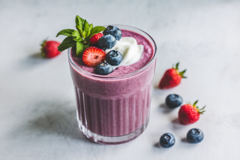 Dairy Free Berry Smoothie Recipe That Doesn’t Miss a Thing - berry smoothie glass